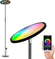 BrightX LED Smart Corner Lamp - Cool WiFi Light with Alexa and Google Compatible Voice Control - RGB Multi Colour Changing Mood Lighting - Standing Design for Home, Living Room and Bedroom (Black)
