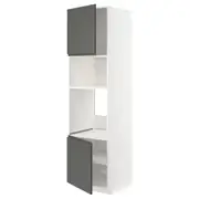 METOD hi cb f oven/micro w 2 drs/shelves, white/Voxtorp dark grey, 60x60x220 cm