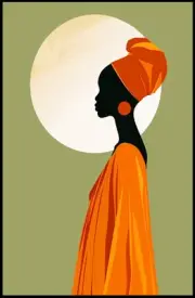 Elegant Silhouette with Orange Headwrap Cultural or Heritage Poster