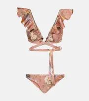 [Zimmermann] Zimmermann Tallow Waterfall ruffled swimsuit AU 16 multicoloured
