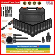20 Pieces 1/2" Drive Metric Deep Impact Socket Set,10mm-24mm no skip, Include...