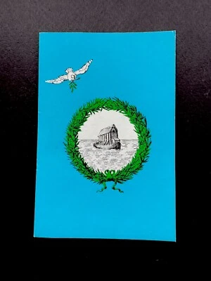 1 VTG Tiber Xmas Greeting Card White Dove W/ Mistletoe Hovering Over Noah’s Arc