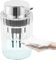 MABCIRY Foaming Hand Soap Dispenser, 12 Oz Clear Foaming Soap Dispenser, Refillable Hand Soap Dispenser for Bathroom, Delicate Soap Pump Dispenser for Essential Oil Shampoo Dish Soap (Siliver)