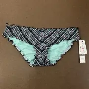 SUNDAZED Mermaid Ruffled Cheeky Bikini Bottom Azteca Design Size Medium NWT