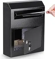 KYODOLED Key Drop Box, Wall Mounted Mailbox with Key Lock, Money Drop Depository Safe Box with Slot for Business, Indoor Use, Black, 0.43CF