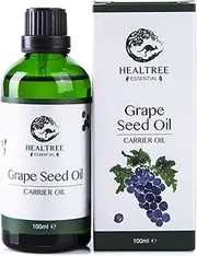 HEALTREE Grape Seed Carrier Oil 100ml (100% Pure Cold Pressed) Grapeseed Oil for Hair Care, Skincare, Body Massage Essential Oils