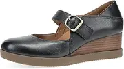 [Dansko] Sandy Wedge Mary Jane for Women - Durable Waterproof Leathers and Leather-Stacked Heel - Adjustable Hook & Loop Strap with Buckle Detail