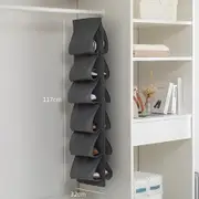 Hanging Shoe Organizer,Shoe Storage Bag Non-Woven Hanging Closet Organizers,12 Compartment Dustproof Storage Convenient Shoe Rack(Grey)
