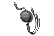 PROMATE 1.1m 3in1 Ultra-Fast USB-C Retractable Multi-Connector Cable. Supports 6
