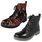 Ladies Rieker Lace Up Warm Lined Combat Style Side Zip Ankle Boots '72010'