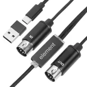 USB/Type-C to MIDI Interface MIDI Cable Adapter with Input & Output Connectin...