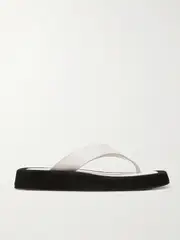 [The Row] The Row - Ginza Two-tone Leather And Suede Platform Flip Flops - White - IT39 IT 39 White
