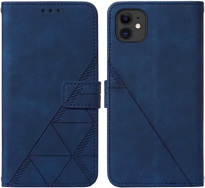 iPhone 11 Case 6.1 Inch Wallet Credit Card Holder Dual Layer Bumper Blue Cover