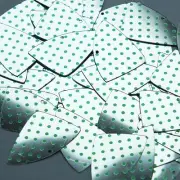 Fishscale Fin Sequin 1.5" Green Polka Dot on Silver Metallic
