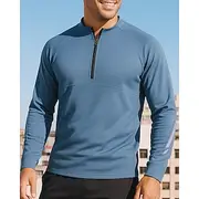 Men's Running Top Sports Sweatshirt Quarter Zip Long Sleeve Top Athleisure Windproof Quick Dry Gym Outdoor Running Sportswear Activewear Solid Colored Black Bl