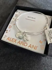 NEW Alex and Ani Letter N Initial Charm Bracelet Silver Tone