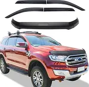 SUERAUTO4X4 Bonnet Protector Weather Shields Window Visor for Ford Everest 2015-2022 UA UAII, Matte Black Bonnet Protector Hood Guard Injection Tinted Weathershields Window Sun Rain Wind Deflector
