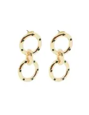 Bling Bar Celine Double Drop Earrings Emerald Gold Jewellery Beautiful New Myer