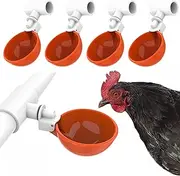 Lil'Clucker 5pc Large Automatic Chicken Waterer Cups with 1/2" PVC Tee Fittings - Chicken Water Cups, Chicken Water Feeder, for Chicks, Duck, Goose, Turkey - Poultry Waterer Feeder Kit - (Orange)