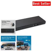 Versatile USB-C DisplayLink Dock - 14 Ports, 2 HDMI for Dual Monitor Setup