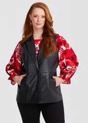 [TS] Taking Shape Leather Angelique Vest Size 20 in Black - Plus Size Women's Clothing Black