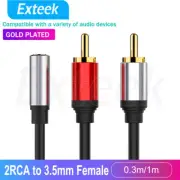 3.5mm Female To 2 RCA Male Aux Auxiliary Gold Plated Stereo Audio cord Cable AU