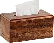 9 Inch Black Walnut Wooden Tissue Box Cover with Openable Bottom, Handcrafted Solid Wood Organizer for Modern Home Office Decor