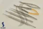 Castroviejo Needle Holder Curved TC Micro Scissor Tweezer Eye Set Of 5 Pcs CE