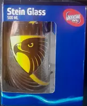 AFL: HAWTHORN HAWKS FOOTBALL CLUB / STEIN GLASS, 500ml. - LIKE NEW IN BOX