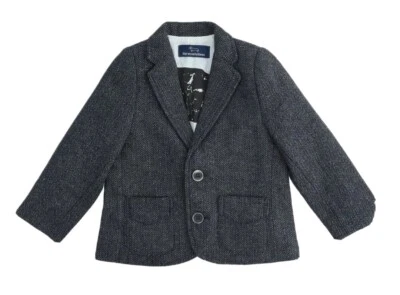HARMONT & BLAINE Blazer Jacket Dark Grey Herringbone Wool Blend 12-18 mths