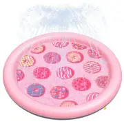 Anti-Slip Pink Donut Print Splash Pad for Kids and Dogs 0.58 mm Thicken Sprin...