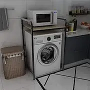 Over Toilet Bathroom Storage Shelf Rack with Carbon Steel Drum Washing Machine Rack 110cm High Assembly