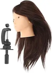 Healeved 1Set Mannequin Head with Human Hair Realistic Training Model for Cosmetology for Braiding Curls Updos for Hairdressers Stylists Without Makeup