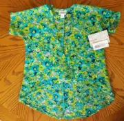 NWT LuLaRoe Size 1 Bianka Blue Gray Yellow Green Floral Print Girl's Kimono
