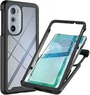 Shockproof Frame 360 Full Body HD Phone Shell Compatible with Motorola Edge 30 Pro Edge30Pro Covers Soft TPU Anti-Fall Cases Silicone Cases (Black,Motorola Edge 30 Pro)