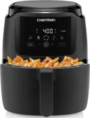 Air Fryer Large 5Qt One Touch Digital 5 Presets Dishwasher Safe Parts Black Auto