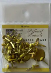 MONOCHROMATIC YELLOW ROUND Refined Metal Brad(48pc)Bazzill•Split-pin•Card Makin