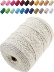 Macrame Cord 3Mm X 328Yards Natural Macrame Cotton Rope Colored Macrame Rope