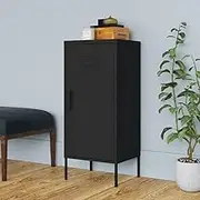 Storage Cabinet Black 42.5x35x101.5 cm Steel,Sturdy Steel Storage Cabinet with Adjustable Shelves and Levelers for Home Organization Living Room Furniture