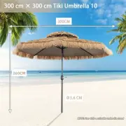Hawaiian-Style 2-Tier Tiki Umbrella with Adjustable Tilt and Vented Canopy