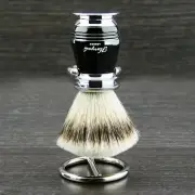 Men Shaving Brush Synthetic Hair + Stainless Steel Stand Brushes Holder