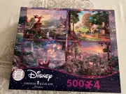 Thomas Kinkade Disney 4-1 Jigsaw Puzzle 500pc Mickey Lady &Tramp NEW Poster Seal