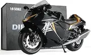 Risopen 1:9 Motorcycle Model for Suzuki Hayabusa Metal Die-cast Motorcycle Model No Assembly Required Mini Finished Moto Classic Collection Gift for Adult(Black)