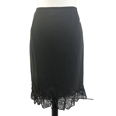 Tahari Skirt 10 Classic Black Straight Knee Lace Beads Modest Wedding Cocktail