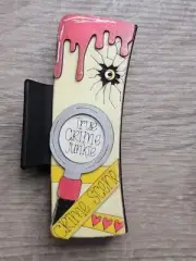 Hand Painted Wood Cut True Crime Lover On Black Claw Clip 4.1"