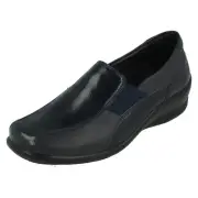 Ladies Padders Navy Leather Slip On Shoes SKYE E/2E Fit