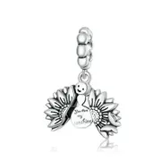 Silver plating Sunflower with Smiling Face Beads for Charm Fit Bracelet
