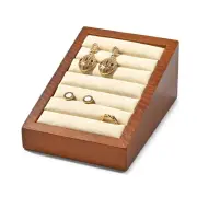 Solid Wood Ring Tray Display Stand Slotted Jewelry Ring Showcase Display Jewe...