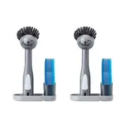 2x 3pc Vigar Pets Club Cat Sink Caddy Dish Brush/Scourer w/ Tray Cleaner Set