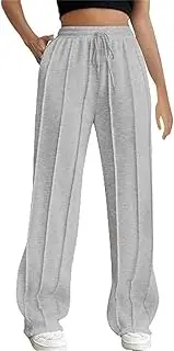[Generic] Fashion Wide Leg for Women Fashion Baggy Sweatpants High Waisted Joggers Pants Athletic Trousers with Pockets Drawstring Track Pants Dress for Women